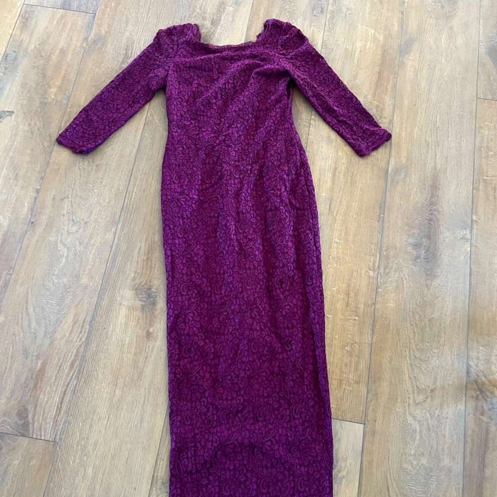 Adrianna papell floor length gown plum